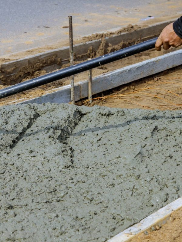 Building new concrete pavement for paving walkway to residential street